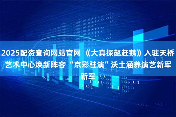 2025配资查询网站官网 《大真探赵赶鹅》入驻天桥艺术中心焕新阵容 “京彩驻演”沃土涵养演艺新军